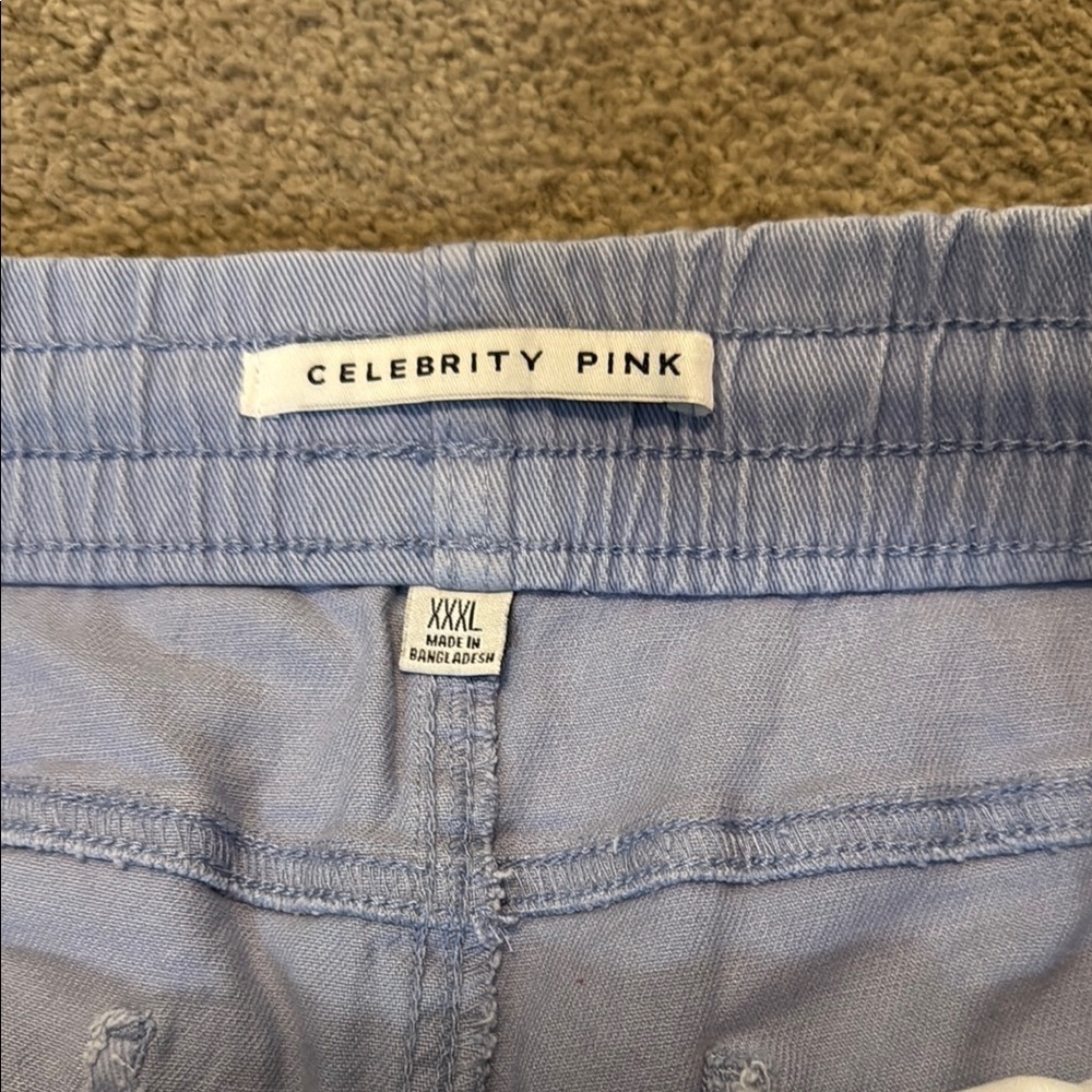 Celebrity Pink Blueish Purple Shorts Elastic Waist - Picture 2 of 6